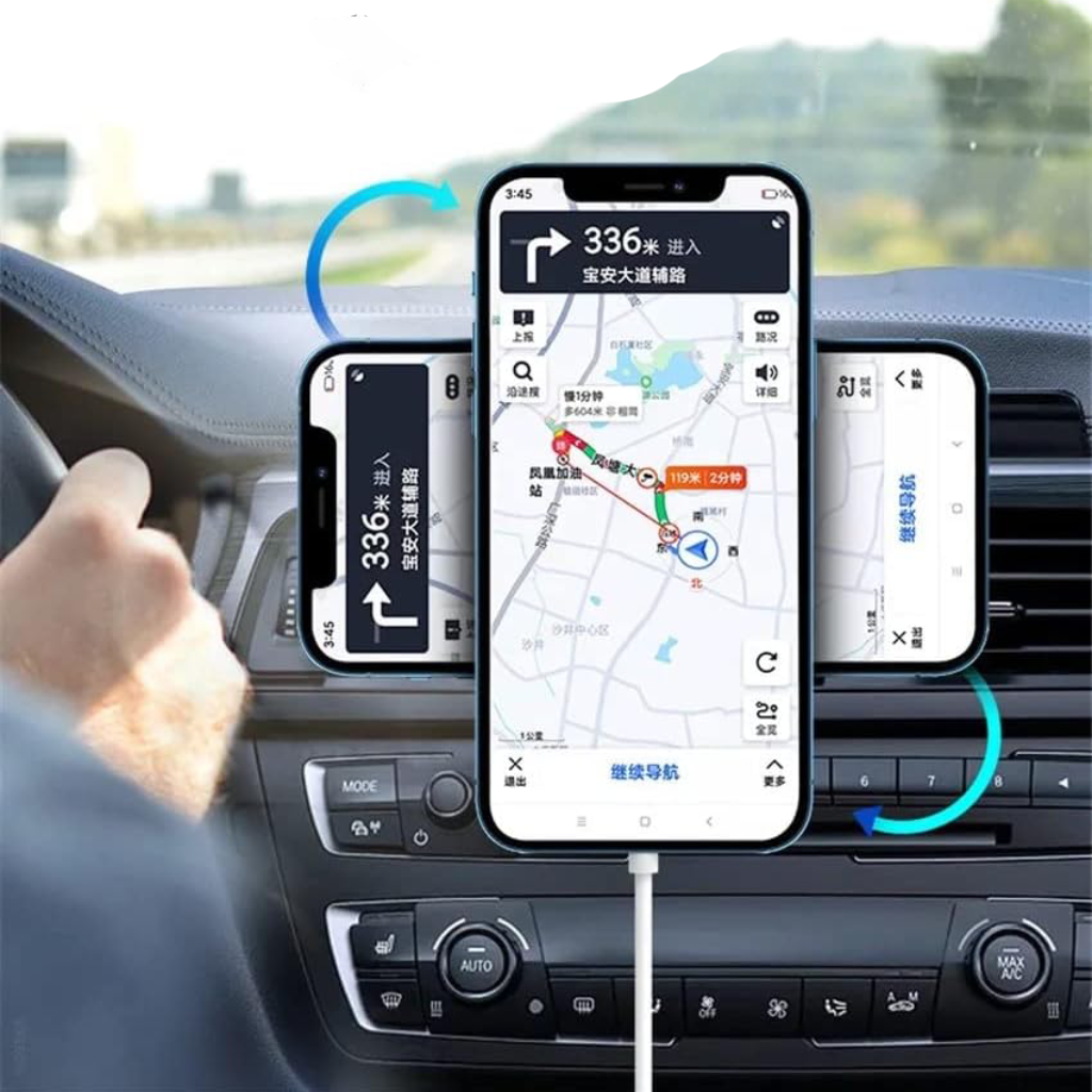 Chargeur de voiture magnétique sans fil 100W – Support de téléphone à fixation grille d’aération, compatible iPhone 16 à 12 Pro Max