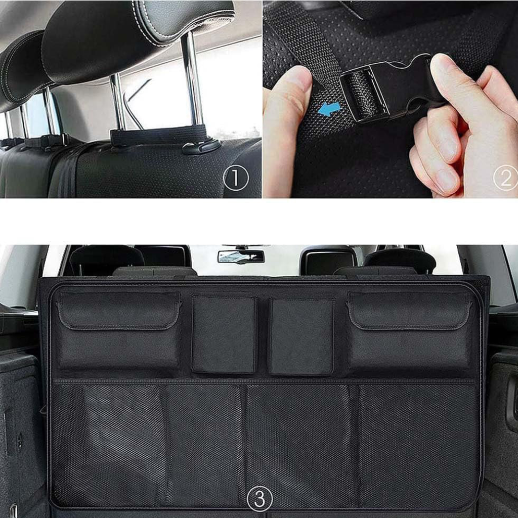 Sac de rangement universel pour coffre ou siège arrière – Tissu Oxford étanche avec multiples poches