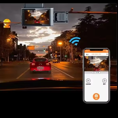 Caméra de tableau de bord HD 1080P – Triple enregistrement, WiFi, vision nocturne et surveillance 24h