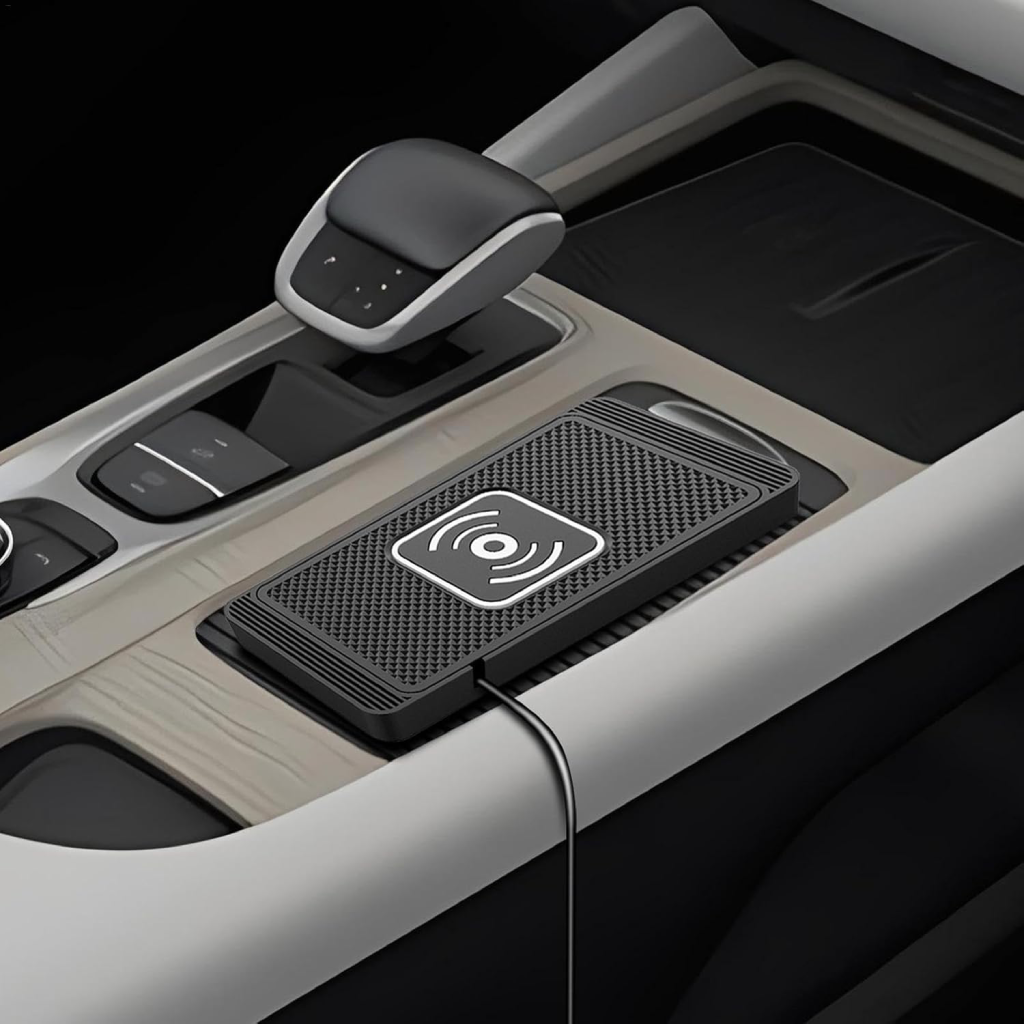 Chargeur sans fil de voiture – Compatible iPhone 16 à X, Samsung S24/S23, support en silicone avec charge rapide