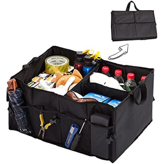 Sac de rangement pour coffre de voiture – Lot de 2 organiseurs pliables en tissu Oxford avec multi-poches
